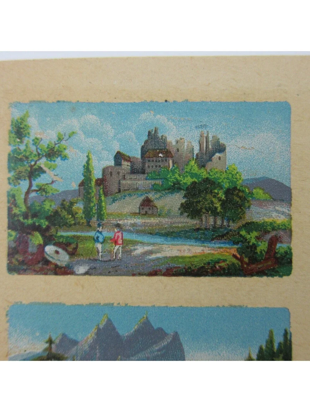 Antique Lithograph Print Samples Lot Mini Landscapes Towns Villages People RARE